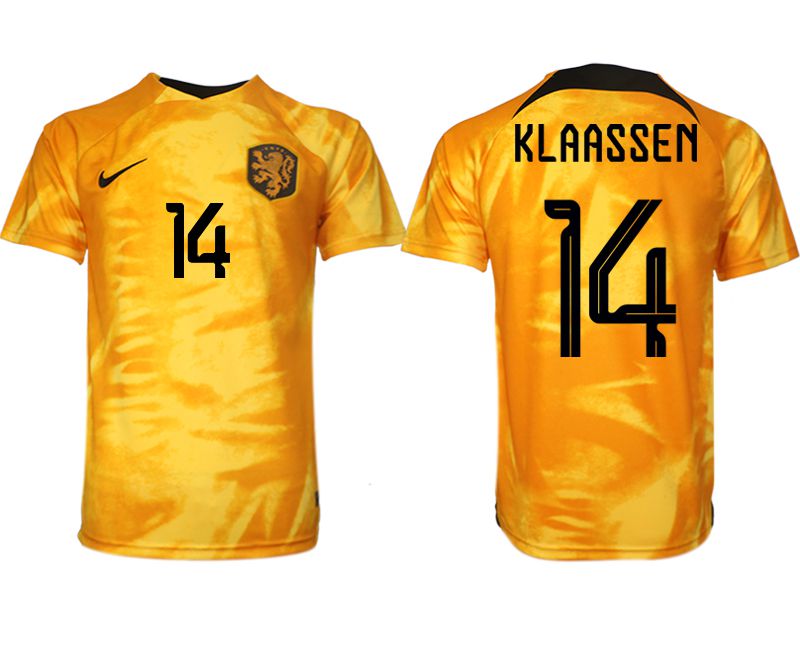 Men 2022 World Cup National Team Netherlands home aaa version yellow #14 Soccer Jerseys